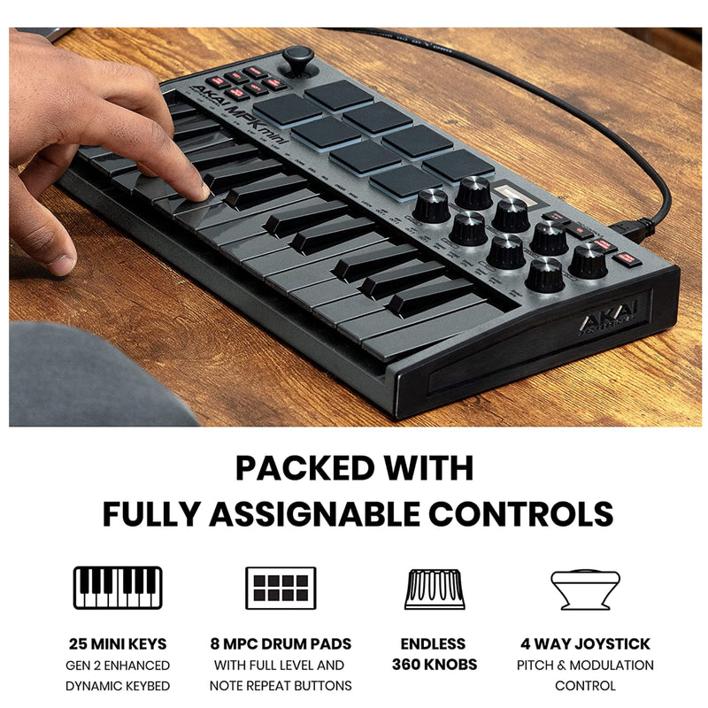 Akai Professional MPK Mini MKIII MK3 25-Key MIDI Controller (Grey)